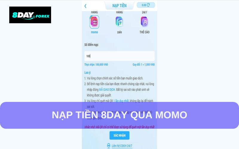 Lưu ý khi nạp tiền vào tài khoản 8day hiệu quả Lưu ý khi nạp tiền vào tài khoản 8day hiệu quả